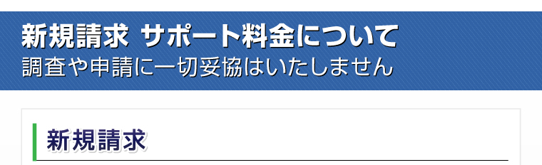 新規請求 サポート料金について